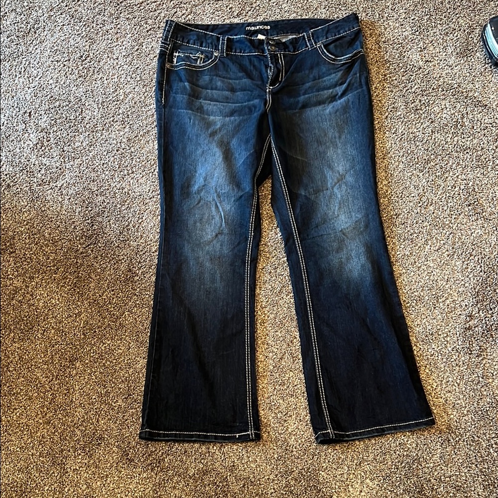 Maurices Blue Flare Wide Leg Jeans with Vintage Finish